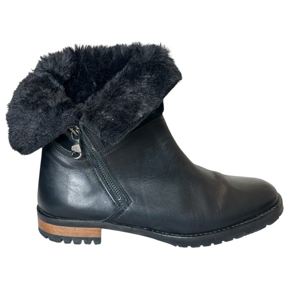 Fabianelli Italian Leather Ankle Boot Faux Shearling Black Women’s 40IT/9.5US - Picture 2 of 8
